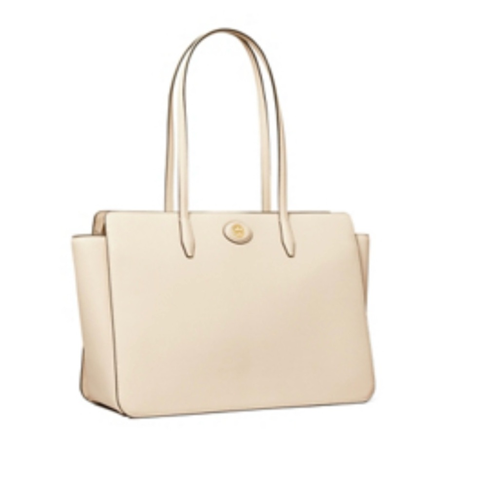 Tory Burch Cream Leather Tote Bag